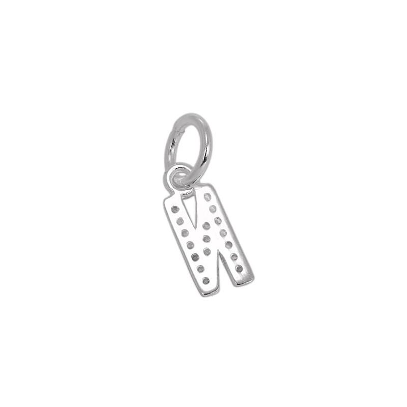 Small Sterling Silver & CZ Crystal Initial Letter N Charm
