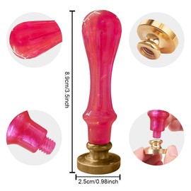 DELORIGIN Wedding Rings Wax Seal Stamp Embossed Stamp Sealing Removable 1" Brass Wax Seal Stamp Head with Red ABS Plastic Handle Sealing Wax for Wedding Invitations Greeting Card Envelopes Craft