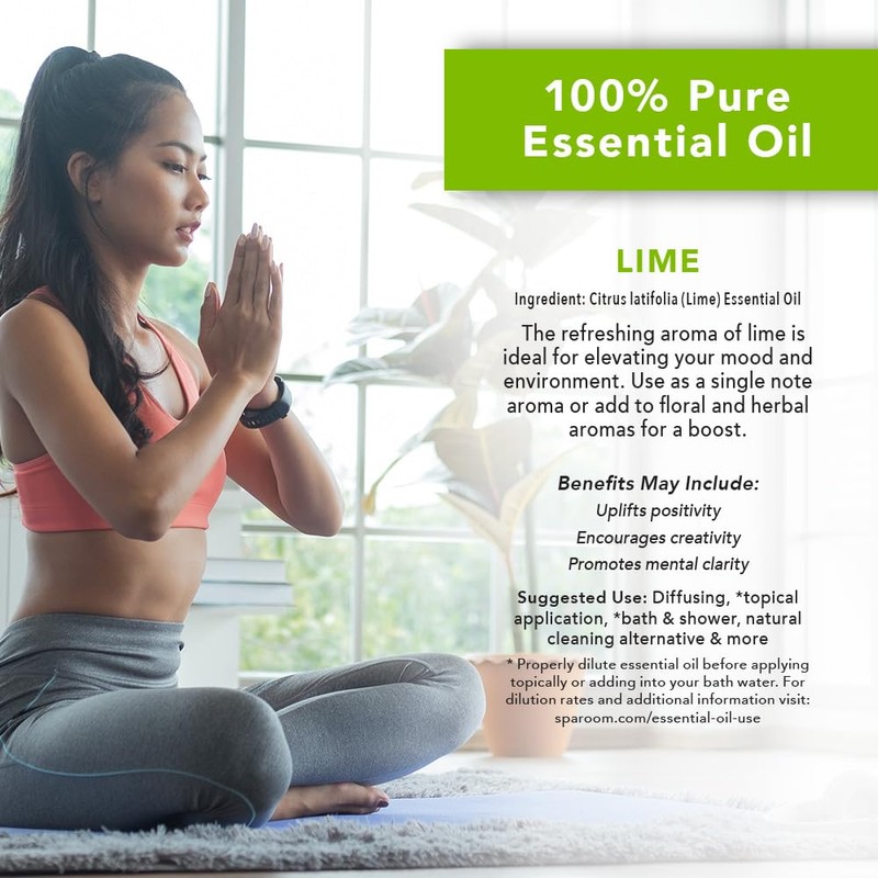 SpaRoom Aromatherapy 100% Pure Undiluted Essential Oil, Elevate Lime, 10