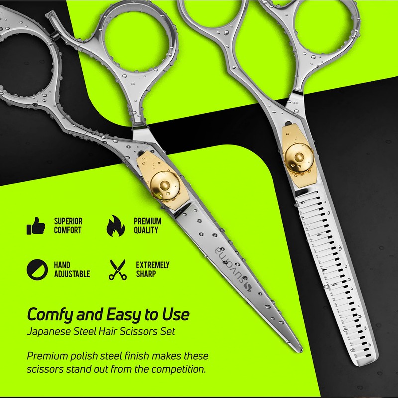 Suvorna Professional Barber Scissors Set - 5.5" Hairdressing & Thinning