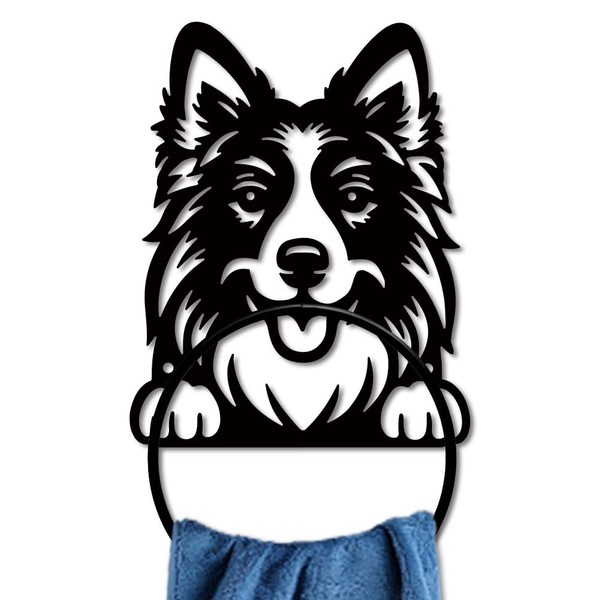 MAYJOYDIY Dog Metal Towel Ring Cute Shepherd Dog Towel Holder