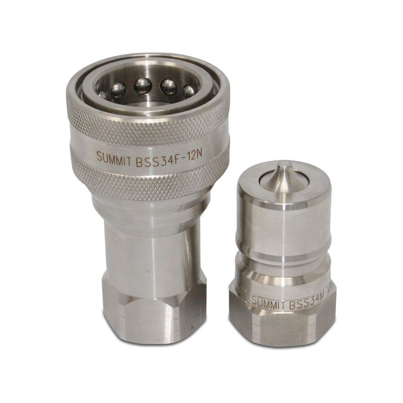 3/4″ NPT ISO 7241-B Stainless Steel Quick Disconnect Hydraulic Coupler