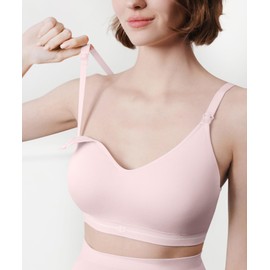 Ubras Nursing Bras for Convenient Breastfeeding, Supportive Nursing Bra for Women, Comfortable Cooling Bra for Sleeping Wear Peach Pink