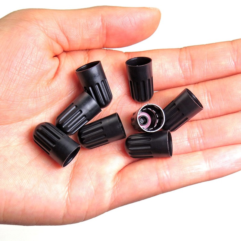 8 Pack Black Plastic Tire Valve Stem Caps – Universal