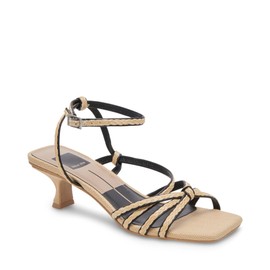 Dolce Vita Women's BEV Braid Heeled Sandal, Black/Natural Jute, 7