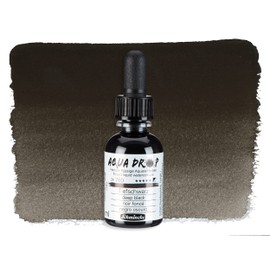 Schmincke - AQUA DROP, liquid, pigment-based watercolorcolour, deep black in 30 ml pipette bottle, 24780034, for watercolorpainting, urban sketching, calligraphy, handlettering, lightfast