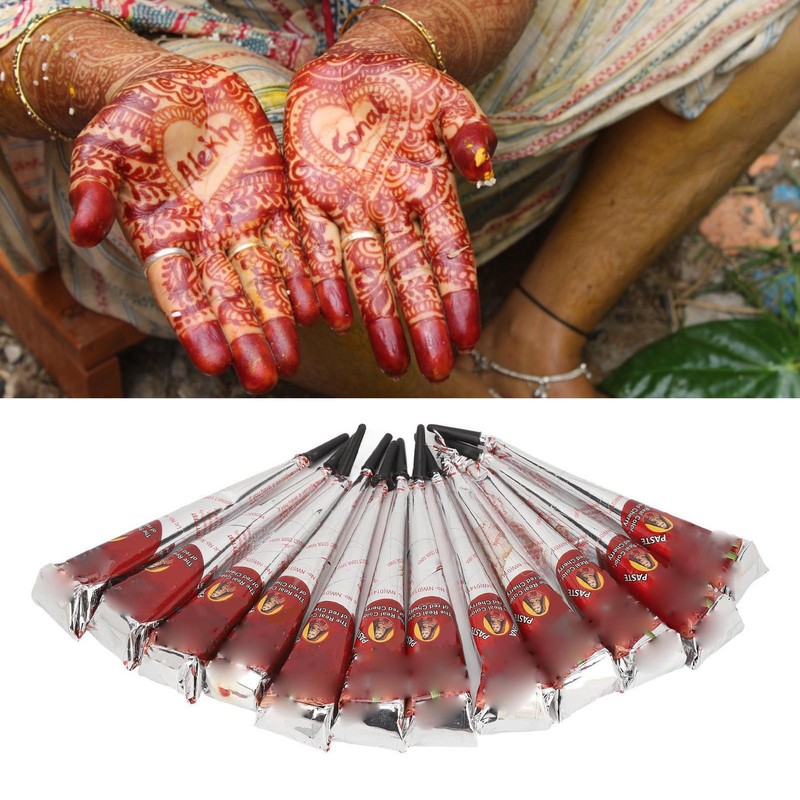 12pcs 25g Temporary Tattoo Paste Cone Shaped Lasting 5 to