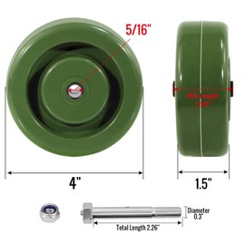 NINOSO High Temperature Caster Wheels, 4" x 1.5" Heavy Duty Industrial Wheels, Epoxy Resin Oven Rack Casters Wheel, Set of 2 Replacement Wheels for Industrial (2 Wheel)