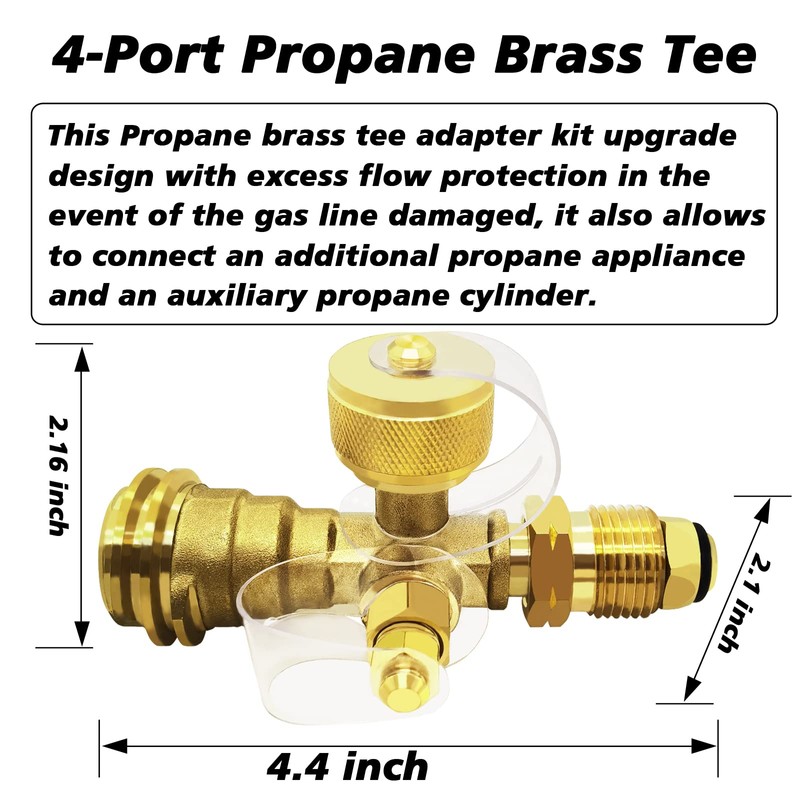 Propane Brass 4 Port Tee Kit Propane Brass Tee Adapter