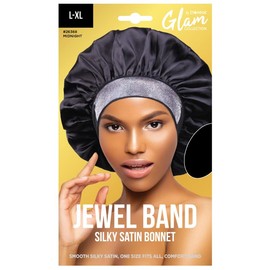 Donna Gorro Satén Sedoso Banda Joya Mujer Ducha Seda Dormir Cabello Talla Color Negro Unidad