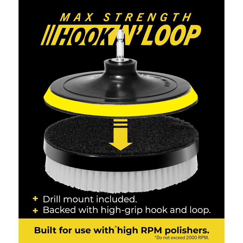 VViViD Drill Backing Plate + Power Scrub Brush Attachment, 150mm