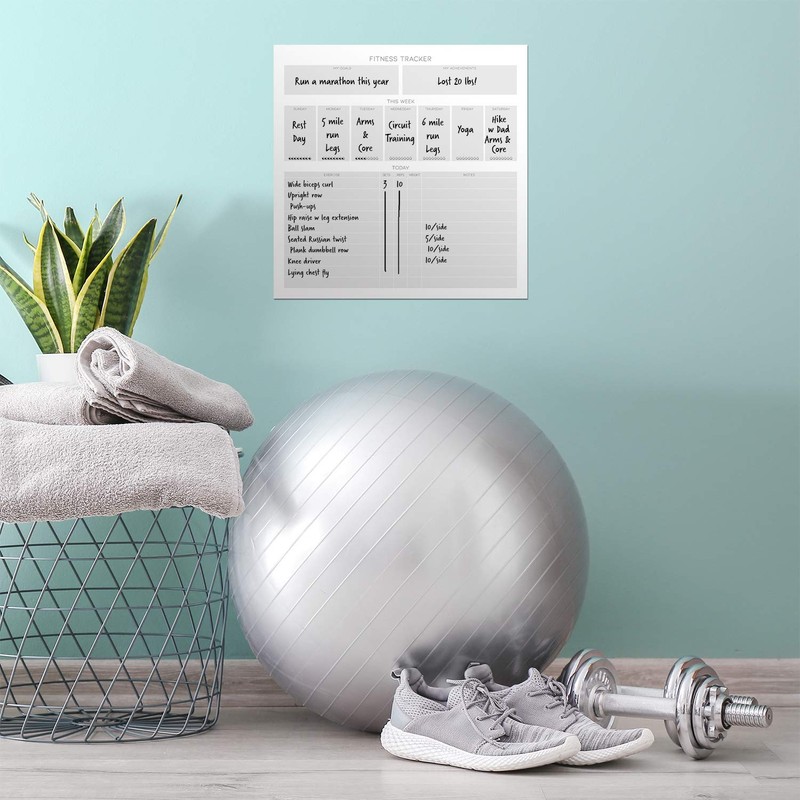 Dry Erase Whiteboard Fitness Tracker | Removeable and Restickable Adhesive