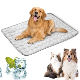 LURNODY Cooling Mat Dogs 100 x 70 cm Pet Cooling Mat Self-Cooling Blanket Dog for Cats and Dogs Self-Cooling Dog Mat Easy to Clean Perfect for Car, Travel and Home (Grey)