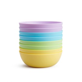 Munchkin Multi Toddler & Baby Bowls, Bright Plastic Bowls Set, Dishwasher Safe Toddler Bowls, BPA Free Stackable Baby Dish, Childrens Bowls & Baby Weaning Bowls, Small Plastic Bowls - Pack of 8