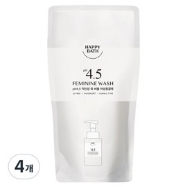 Happy Bath pH 4.5 Mildly Acidic Mugwort Bubble Feminine Cleanser Refill, 4 Pieces, 300ml / 해피바스 pH4.5약산성 쑥 버블 여성청결제 리필, 4개, 300ml