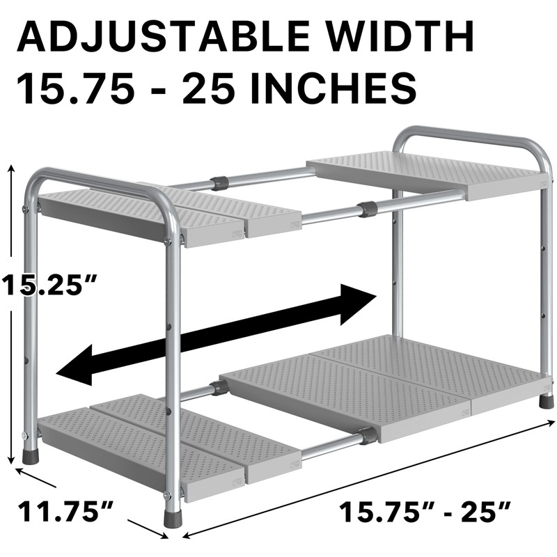 Simple Houseware Under Sink 2-Tier Heavy Duty Expandable Rack Organizer,