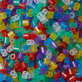 HAMA Hama Perlen 209-54 Bügelperlen Beutel mit ca. 3.000 bunten Midi Bastelperlen mit Durchmesser 5 mm im Transparent Glitter Mix, kreativer Bastelspaß für Groß und Klein