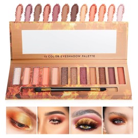 WishesMar 12 Colours Nude Tones Brown Eyeshadow Palette Shimmer Matte Makeup Cosmetics Rich Colours Eye Shadow Powder Makeup for Professional and Daily Use