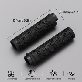 2PCS Bike Handlebar Grips Professional Mountain Bike Grips Soft Rubber Non-Slip Cycling Grips Single Lock-on Cycle Handlebar for Scooter Cruiser Tricycle Wheel Chair Mountain Road Urban Cycle (Black)