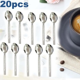 Buystarget 20pcs Teaspoons Set Stainless Steel Tea Spoons Food Grade Cutlery Spoons Set for Tea Coffee Dessert Home, Kitchen, Restaurant, Cafe Easy Clean Spoon Pattern Design Handle Silver