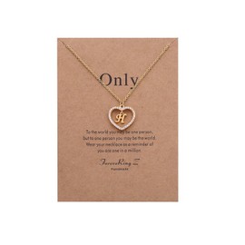 ForeveRing - Collar con colgante de letra A a Z; collar con inicial y tarjeta de mensaje, joyería para mujer