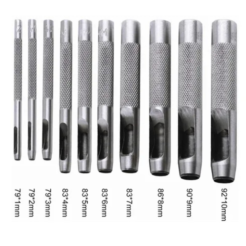 10PCS Belt Punch Set Carbon Steel High Hardness Round Hollow