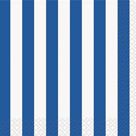Striped Beverage Paper Napkins - 5" x 5", Royal Blue, 16 Pcs