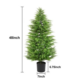 SEVENLOVE 96" Artificial Cedar Topiary Tree One Set, 8FT SEVENLOVE Potted Cedar Tree Topiary Artificial Plant Shrub for Front Porch Home Office Decor (6FT)