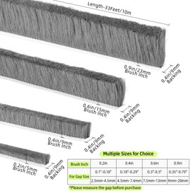 2Pack MILEQEE Door Brush Seal, 66Feet Total, Felt Pile Weather Stripping for Doors, Weather Strip for Windows Cabinet, Self Adhesive Draft Blocker, Dust Stopper Sliding Door Seal Winter, Grey 20m