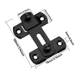 Lxoraziy 4 Pieces Stainless Steel Door Latch Lock, 4 inch Flip Latch Safety Door Bolt, Bolt Lock, Flip Hasp Latch for Windows, Cabinets and Door(Black)