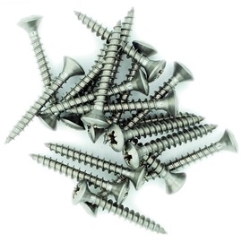 No.5 x 0.8 (3.5mm x 20mm) Pozi Raised Countersunk Chipboard Screw - Stainless Steel (A2) (Pack of 20)