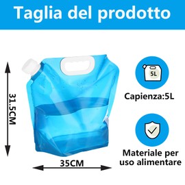 LUCYLANKER 2 x Foldable and Portable Drinking Water Container, Water Bottle, Portable Water Bag, Foldable Water Container, Suitable for Hiking, Camping, Picnic, BBQ (2 Blue)