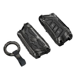 Heavy Metal Key Fob Cover Case Protector for Volkswagen, Keychain, Accessories for VW ID3 ID4 MK8 Golf GTI Skoda Octavia(Type D -Black)