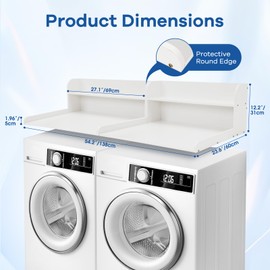 Noafocks Washer and Dryer Covers - Top Wood Countertop Washer Dryer Folding Topper for Laundry Room Organization (White-2 Pack)