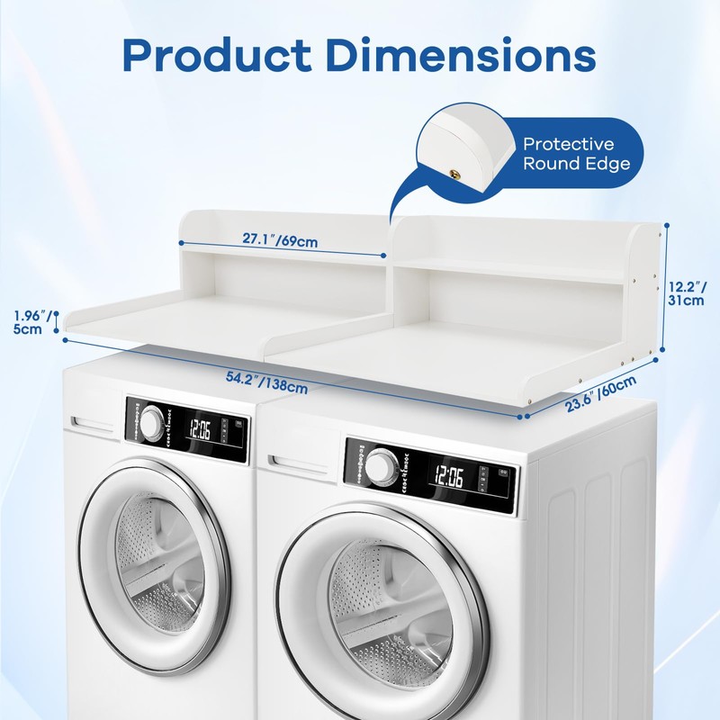 Noafocks Washer and Dryer Covers - Top Wood Countertop Washer