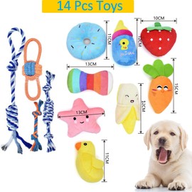Squeaky Dog Toys,12 Pcs Puppy Toys, Durable Puppy Toys for Teething Small Dogs, Cute Dog Toys Small Dogs, Stuffed Plush Squeaky Small Dog Toys, Reliable Ropes Puppy Chew Toys