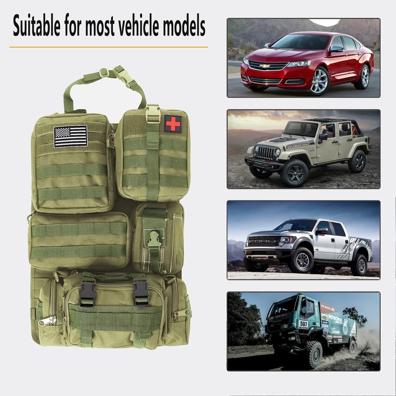 tactical car seat back organizer and storage truck seat covers