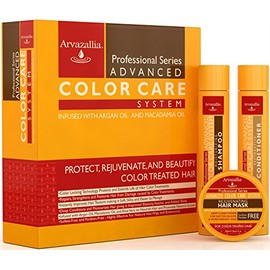 Advanced Color Care Sulfate Free Shampoo and Conditioner Set for Color Treated Hair with Argan Oil and Macadamia Oil By Arvazallia - Shampoo, Conditioner, and Deep Conditioner Hair Mask