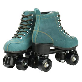 Risup Roller Skates for Women and Men Cowhide High-Top Shoes Classic Double-Row Roller Skates Four-Wheel Roller Skates for Men Girls Unisex Christmas