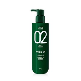 Amos Green Tea Real Feel Shampoo for Oily Hair 500g (Refreshing Type) / 아모스 녹차실감 샴푸 지성용 500g (산뜻한타입)