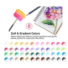 Roseelf Watercolor Pencil Set (12/24/36/48/72/120 colors), Water-soluble, Pencil Art Supplies, 1 A5 Watercolor Paper, for Elementary School Students, Children, Beginners, Gift for Nursery School