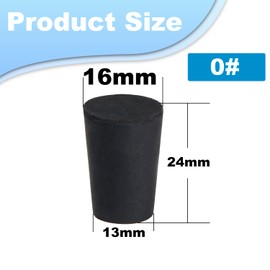 10pcs 0# Black Tapered Shaped Solid Rubber Stopper for Lab Tube Stopper Size 13x16x24mm Hole Stopper