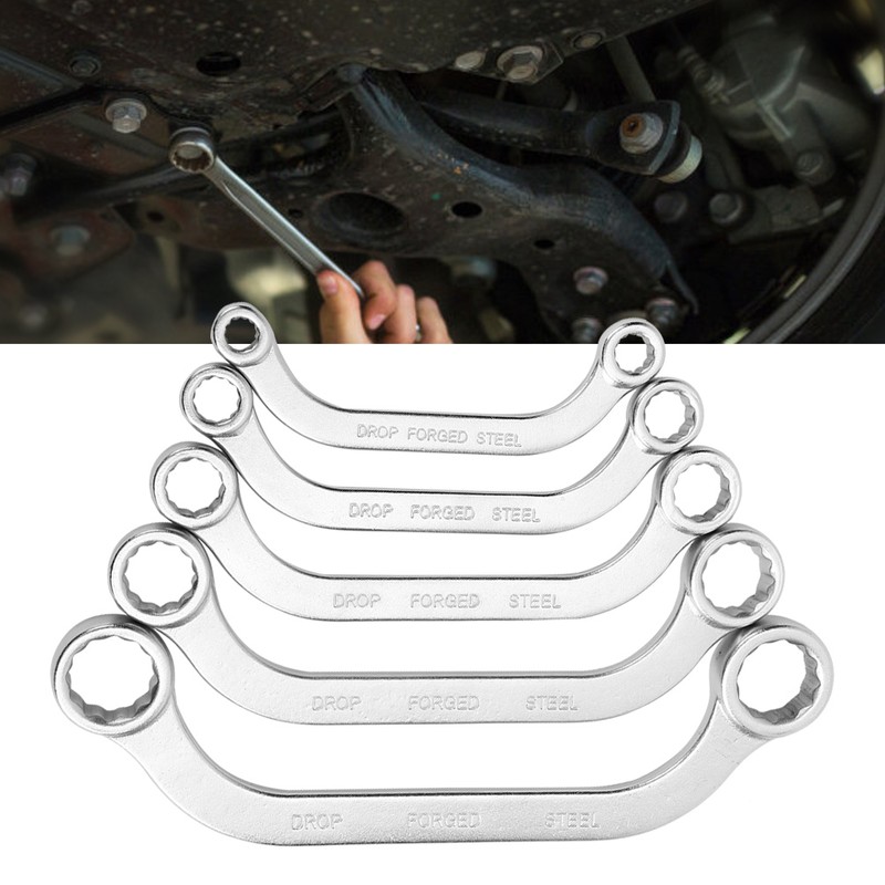 5pcs 8-22mm Metric Wrench Kit Half Moon Double Ended Chrome