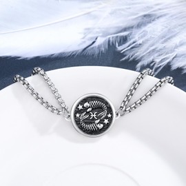 REDSUN Horoscope Bracelets 925 Sterling Silver Constellation Bracelet Horoscope Zodiac Sign 12 Constellation Pendant Bracelets for Women and Girls, 2017