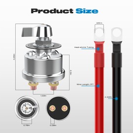 12-48V 200A Heavy Duty Battery Disconnect Switch with 4 AWG 1FT Battery Cables Set ON/Off High Current Battery Power Cutoff Isolator Switch for Car RV Truck Marine ATV Boat