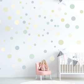 Wall Tattoo Dots for Children's Room - 100 Wall Stickers Set - Pastel Colours for Baby Starry Sky Stickers Wall Stickers Wall Decoration - Wall Film Dots Circles