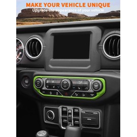 Savadicar Green Interior Accessories - Infotainment HVAC Climate Control Panel Bezel Trim for 2018-2023 Jeep Wrangler JL JLU 4XE & Gladiator JT - Solid Color Interior Decor Upgrade Option, 1 PC