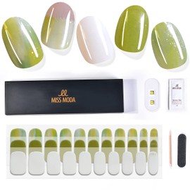 MISS MODA Gel Nail Seal, Curing Type, 4 Piece Gel Nail Set with Super Mini Gel Lamp, Popular Hands, Nail Sticker, 32 Tips Configuration