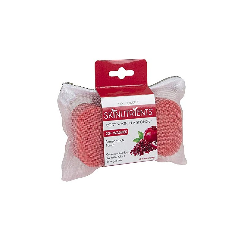 Spongeables Body Wash in a 20+ Wash Sponge, Pomegranate Punch,