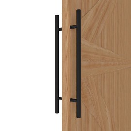 LVYIHAN Matte Black Round Barn Door Handles 12"/24"/36"/48"/59'', Pull Push Long French Door Handle Double Sided, Large Front Exterior Shower Door Pull Handles
